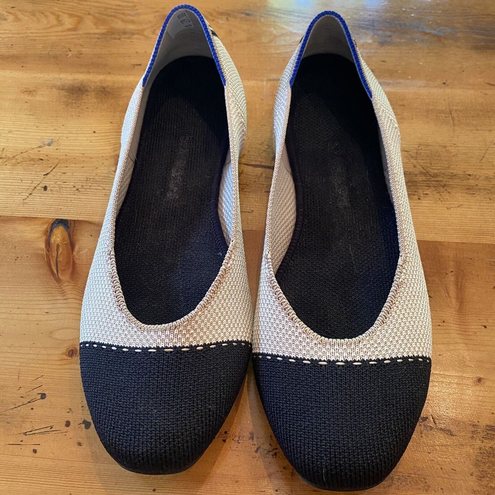 Rothy's THE SQUARE TUXEDO TWO TONE WOMEN'S FLATS Size 8 No Box - Picture 2 of 11